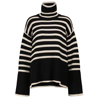 Avencea - Striped Turtleneck Sweater Magic