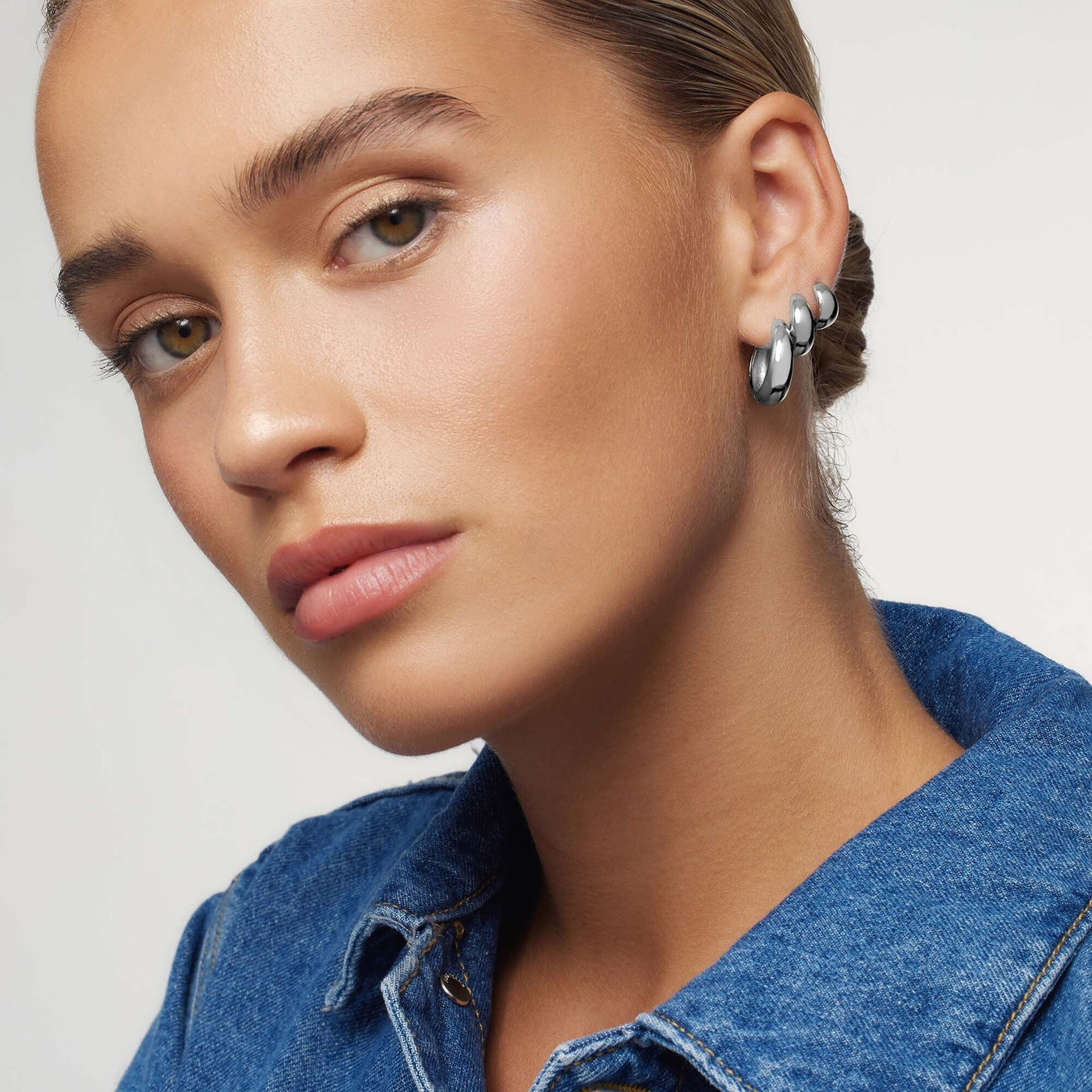 Rue Statement Hoops | White Gold 18k