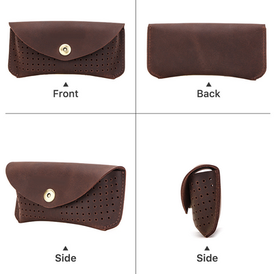 Men's Portable Top Layer Cowhide Hollow Glasses Storage Bag 92305184K