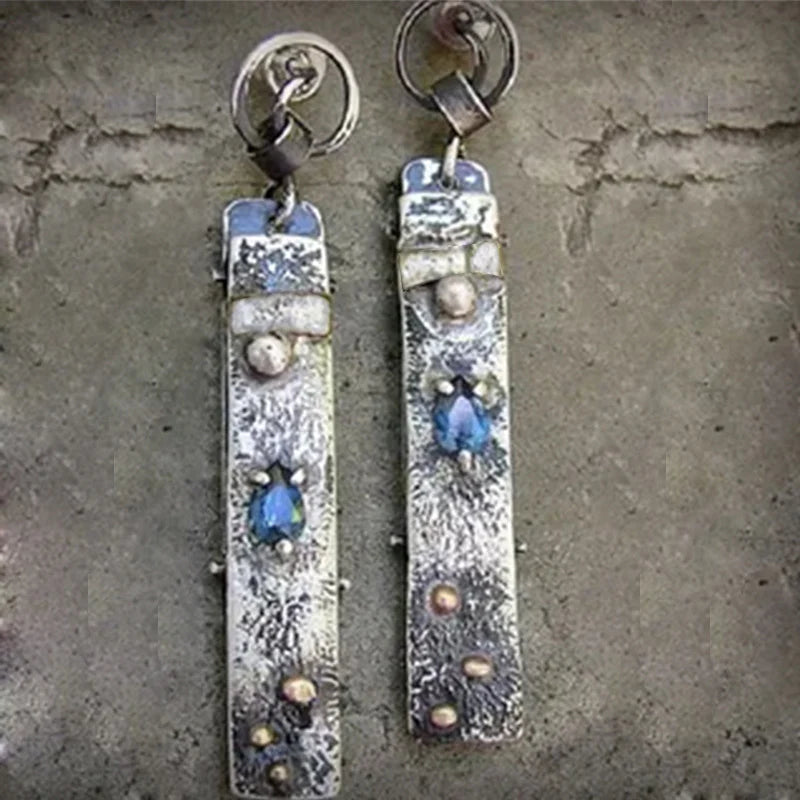 Handmade earrings with blue stones