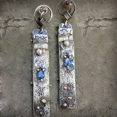Handmade earrings with blue stones