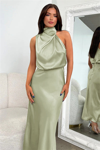Elise | Elegant Satin Halter Dress – Graceful & Chic
