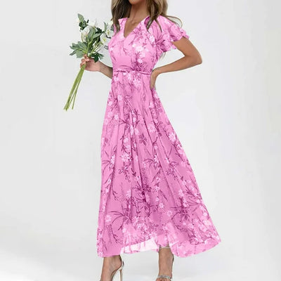 Kaylee | Floral Flutter-Sleeve Maxi Dress