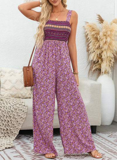 Florence - Floral Print Sleeveless Jumpsuit with Pockets