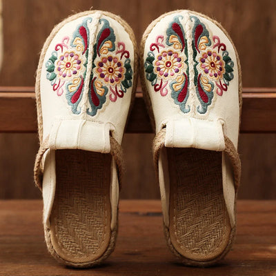 Katy - Handmade cotton floral pattern mules