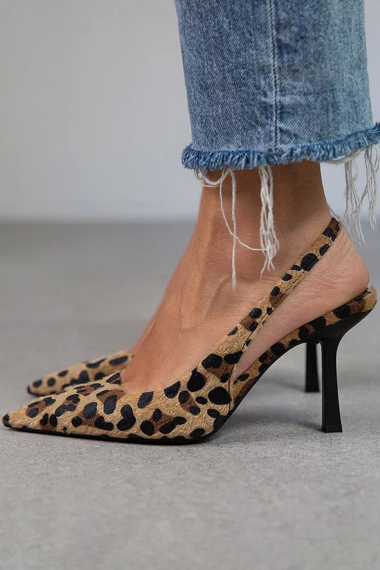 Ambra | Leopard Print Heels with Back Strap