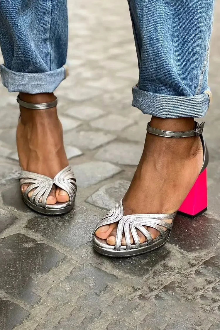 Luma | Metallic Sandals with Fluorescent Heel