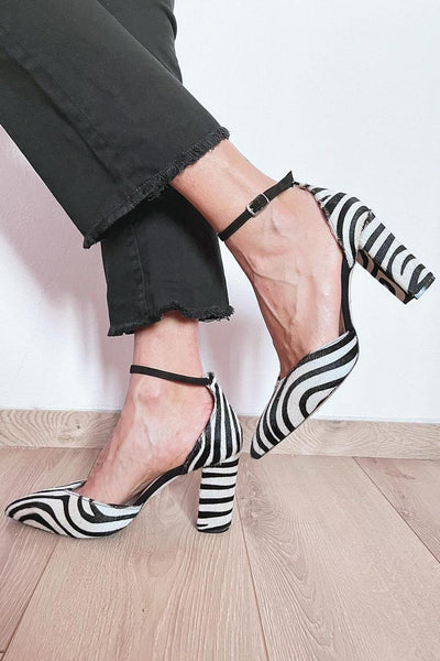 NORTHLINE STUDIO | ZEBRA PRINT PUMPS WITH ANKLE STRAP