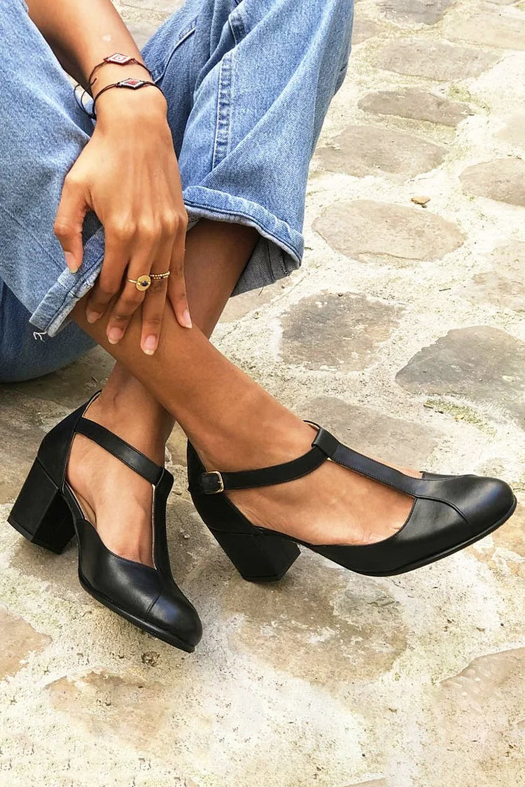 Rachele | Low-Heel T-Strap Court Shoes