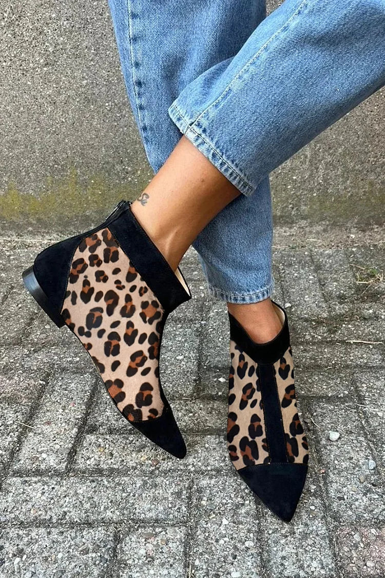 NORTHLINE STUDIO | LEOPARD PRINT ANKLE BOOT WITH POINTED TOE