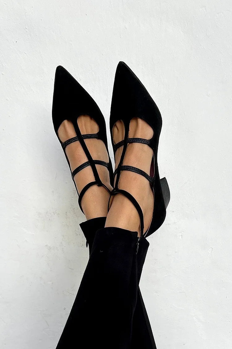 Beatrice | Pointed Lace-Up Ballet Flats
