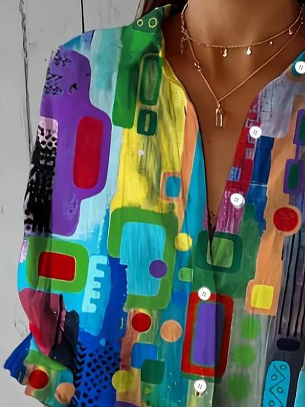 EDNA™ - ELEGANT BLOUSE WITH GEOMETRIC PATTERN