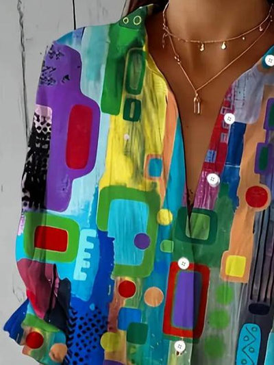 EDNA™ - ELEGANT BLOUSE WITH GEOMETRIC PATTERN