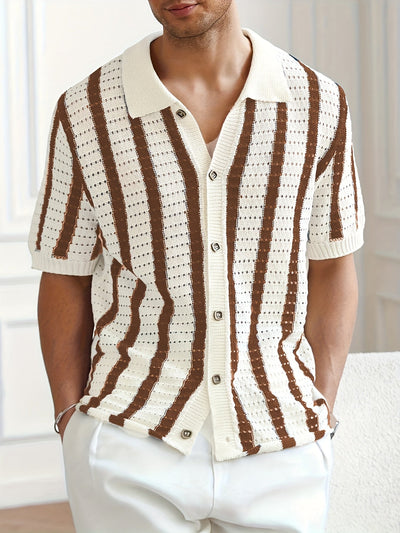 Fiorenzo D'Amico Knit Striped Button-Up Shirt