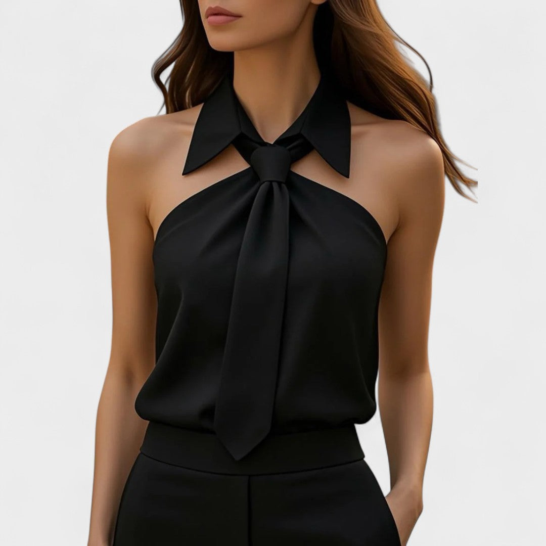 NORTHLINE STUDIO | TIE COLLAR HALTER TOP
