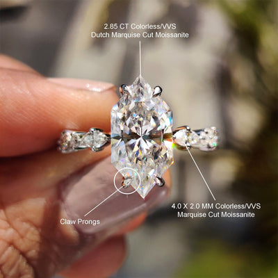 Dutch Marquise Cut Moissanite Engagement Ring