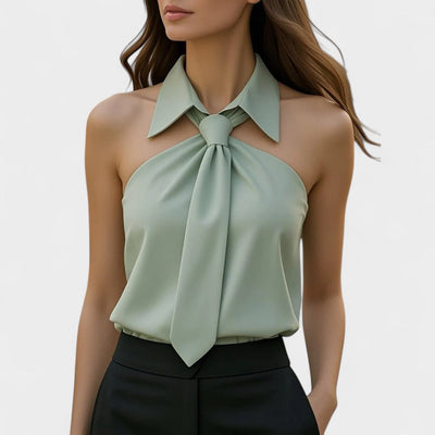 NORTHLINE STUDIO | TIE COLLAR HALTER TOP