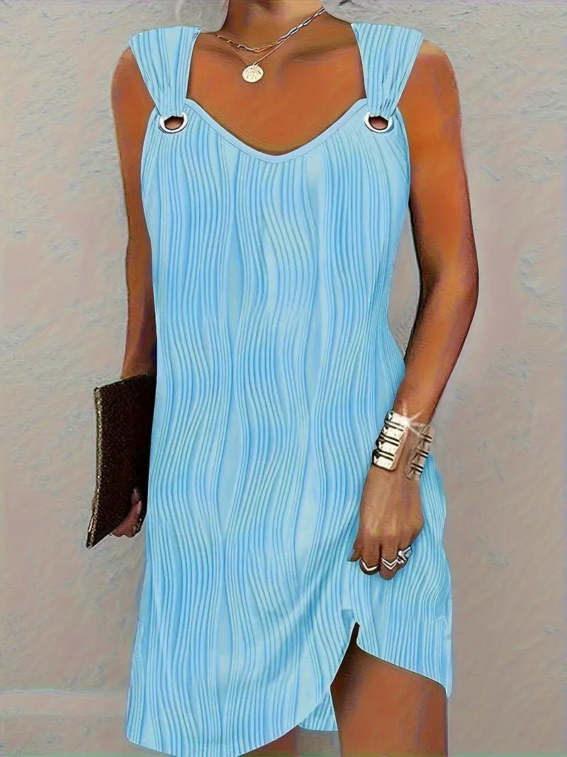 Avencea | Elegant Wavy Stripe Dress