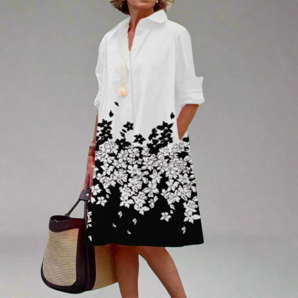 Barbara | Women’s Long Sleeve Floral Print Midi Dress