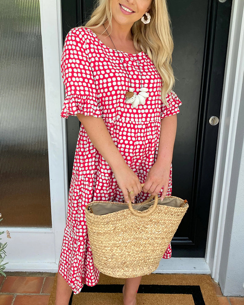Rhea - Vintage-Inspired Polka Dot Midi Dress