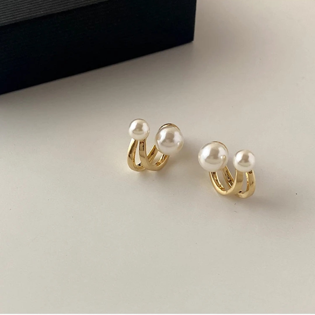 Gold Spiral Pearl Earrings