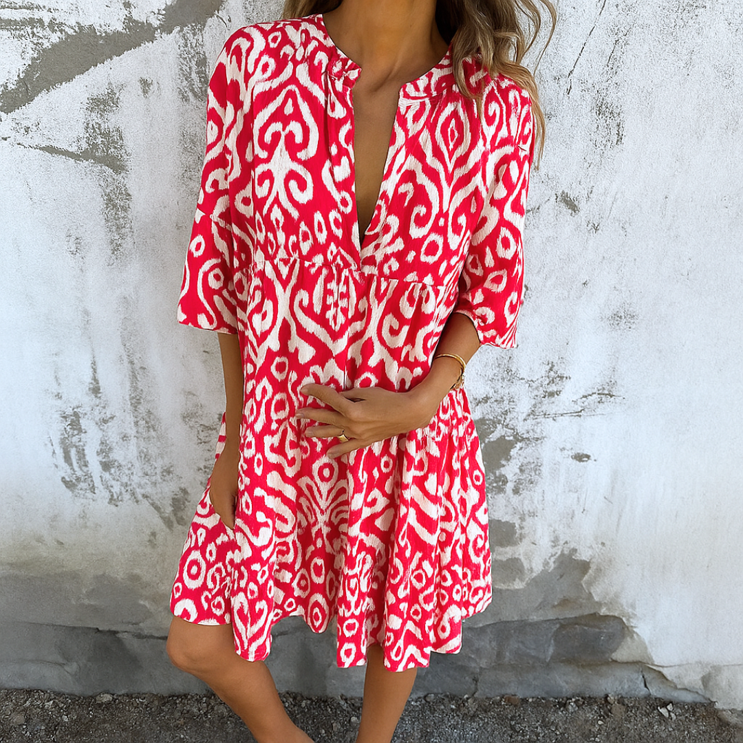 Shaffer - Elegant Dress With V-Neck