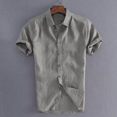 Men’s Short Sleeve Shirt – 100% Cotton – Relaxed Fit – Button-Down with Collar