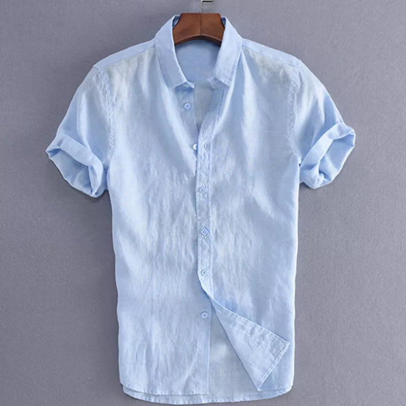 Men’s Short Sleeve Shirt – 100% Cotton – Relaxed Fit – Button-Down with Collar