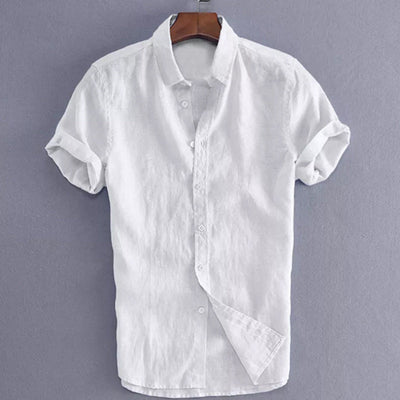 Men’s Short Sleeve Shirt – 100% Cotton – Relaxed Fit – Button-Down with Collar