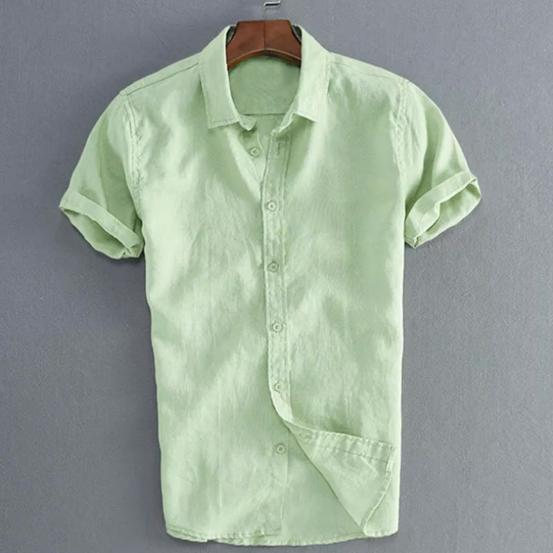 Men’s Short Sleeve Shirt – 100% Cotton – Relaxed Fit – Button-Down with Collar