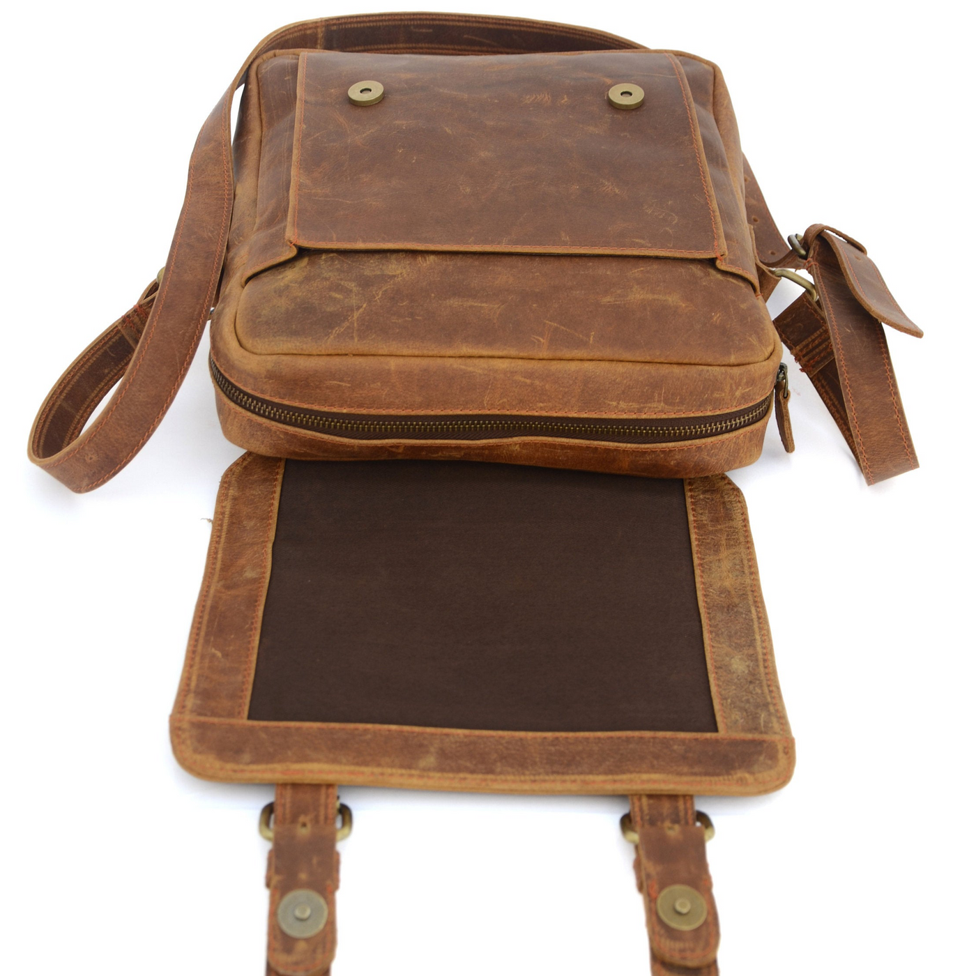 Brown Vintage Leather Crossover Bag