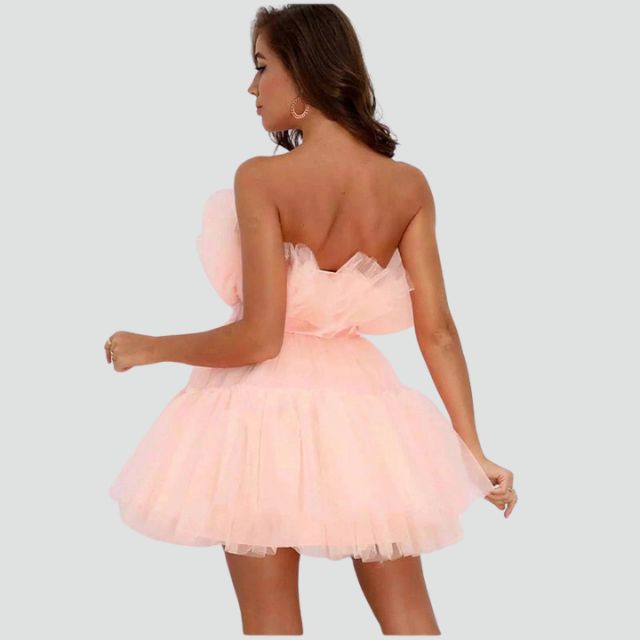 Avencea Bandeau Tulle Dress with Layered Skirt