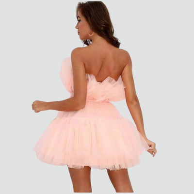 Avencea Bandeau Tulle Dress with Layered Skirt