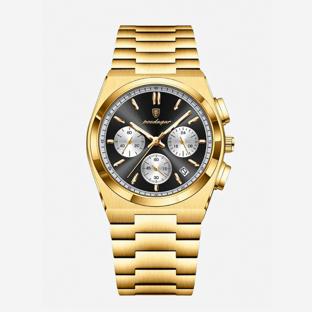 Logan | Sleek Steel Finish Modern Chronograph Build Watch