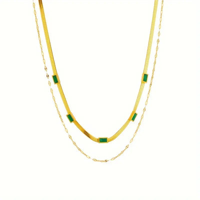 Sorella Gem Double-Layer Retro Necklace | Gold 18k
