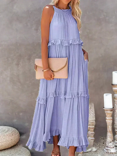 Isla | Boho Ruffle Maxi Dress