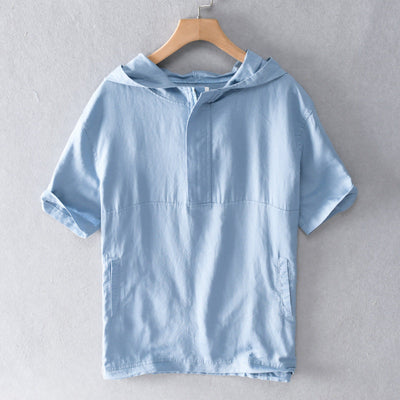 LINEN HOODED SHIRT