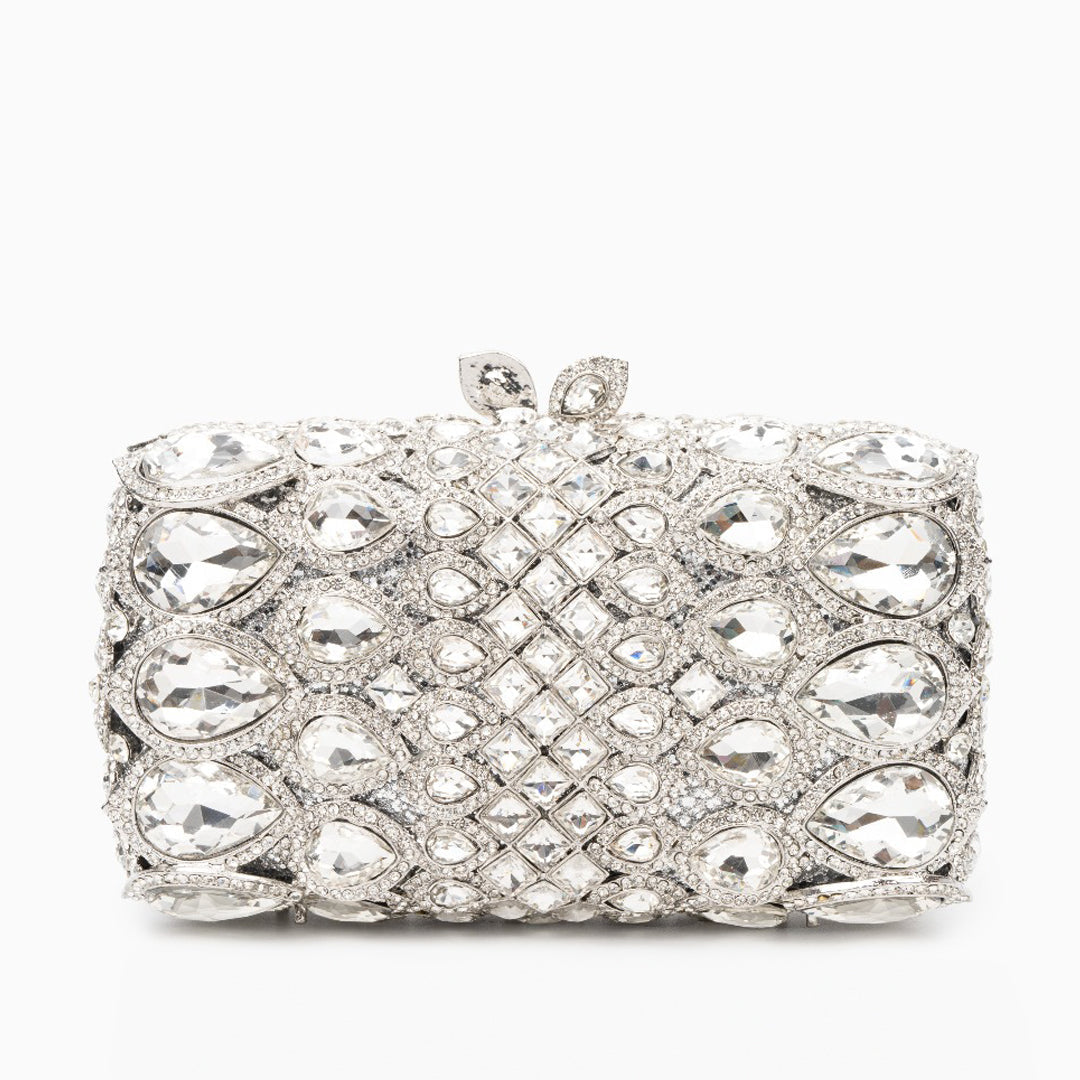Reina Rhinestones Crystals Clutch Bag - Silver