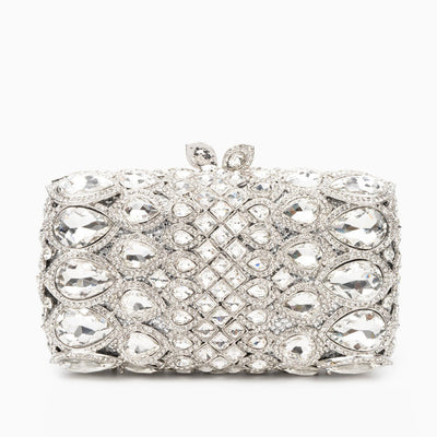 Reina Rhinestones Crystals Clutch Bag - Silver