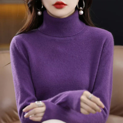 Avencea - Khaki Colored Turtleneck Sweater Made of Luxurious Comfortable Cashmere