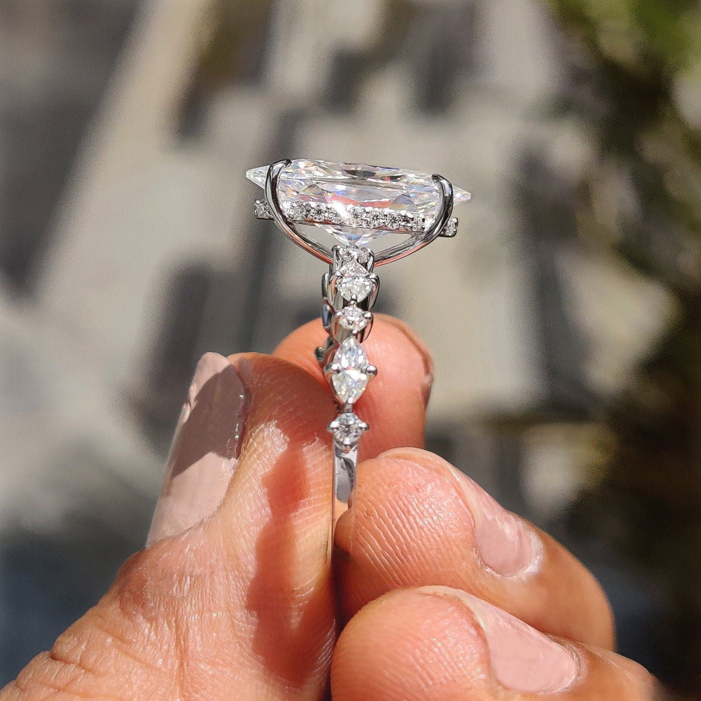 Dutch Marquise Cut Moissanite Engagement Ring