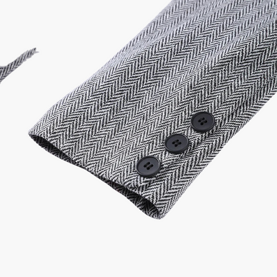 Ivory - Elegant Fishbone Pattern 3-Piece Suit