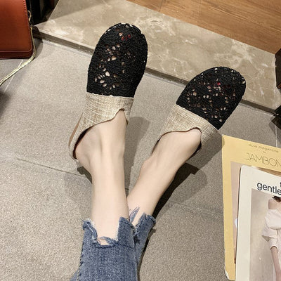 Women's comfortable and airy clogs with artistic crochet design