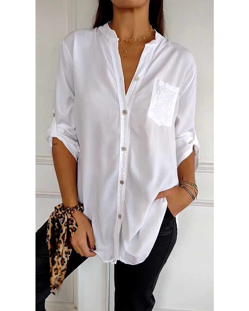 Veda - Paneled Relaxed Fit Sequin Top
