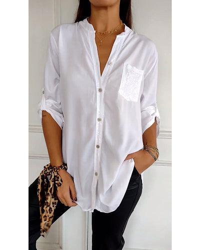 Veda - Paneled Relaxed Fit Sequin Top