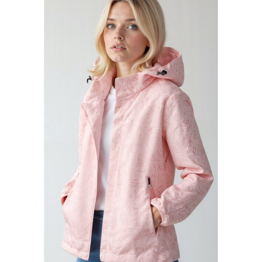 Women’s Windbreaker Jacket – Relaxed Fit – Lightweight – Hooded – Zippered Pockets