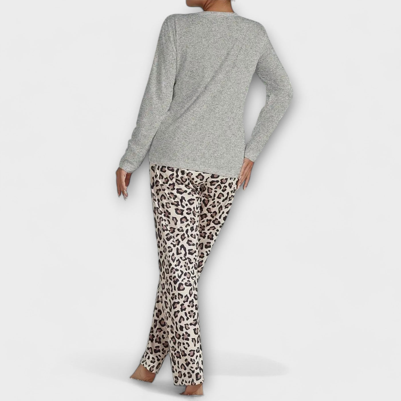 Kusset Leopard Pajama Set with Heart Detail