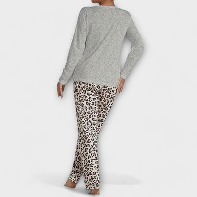Kusset Leopard Pajama Set with Heart Detail