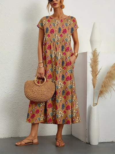 Isla-Rose | Relaxed Fit Boho Floral Midi Dress