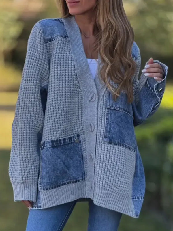 Raya™ | Patch Knit Casual Cardigan